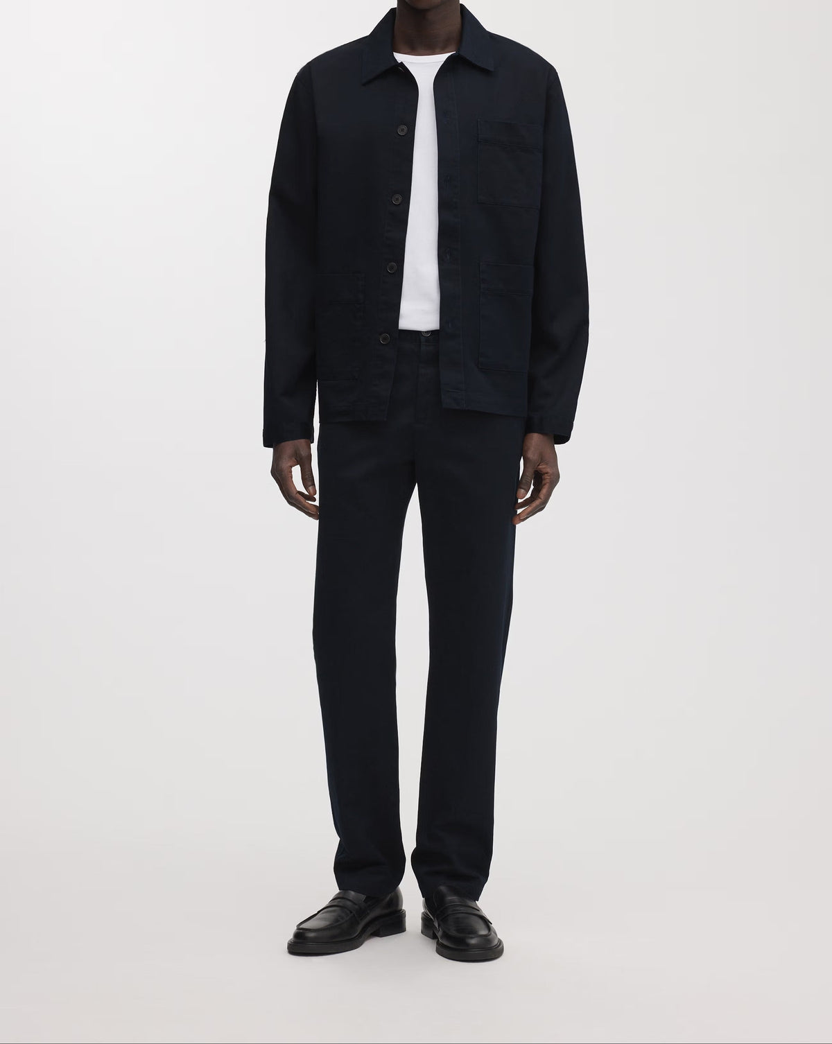 Dunkelblaue Hose aus Baumwoll-Twill