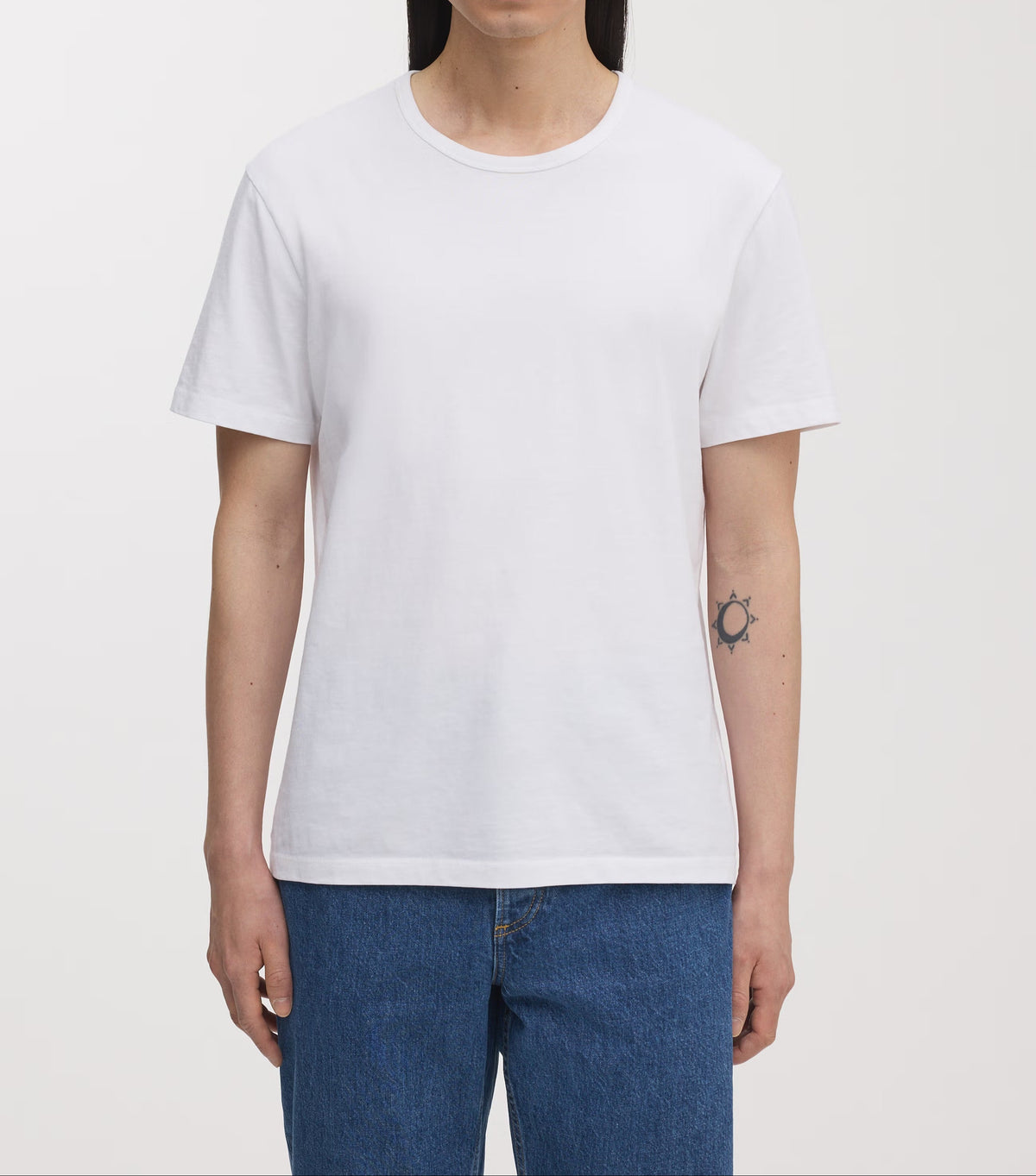 T-Shirt Rundhals Weiß Kurzarm Baumwolle