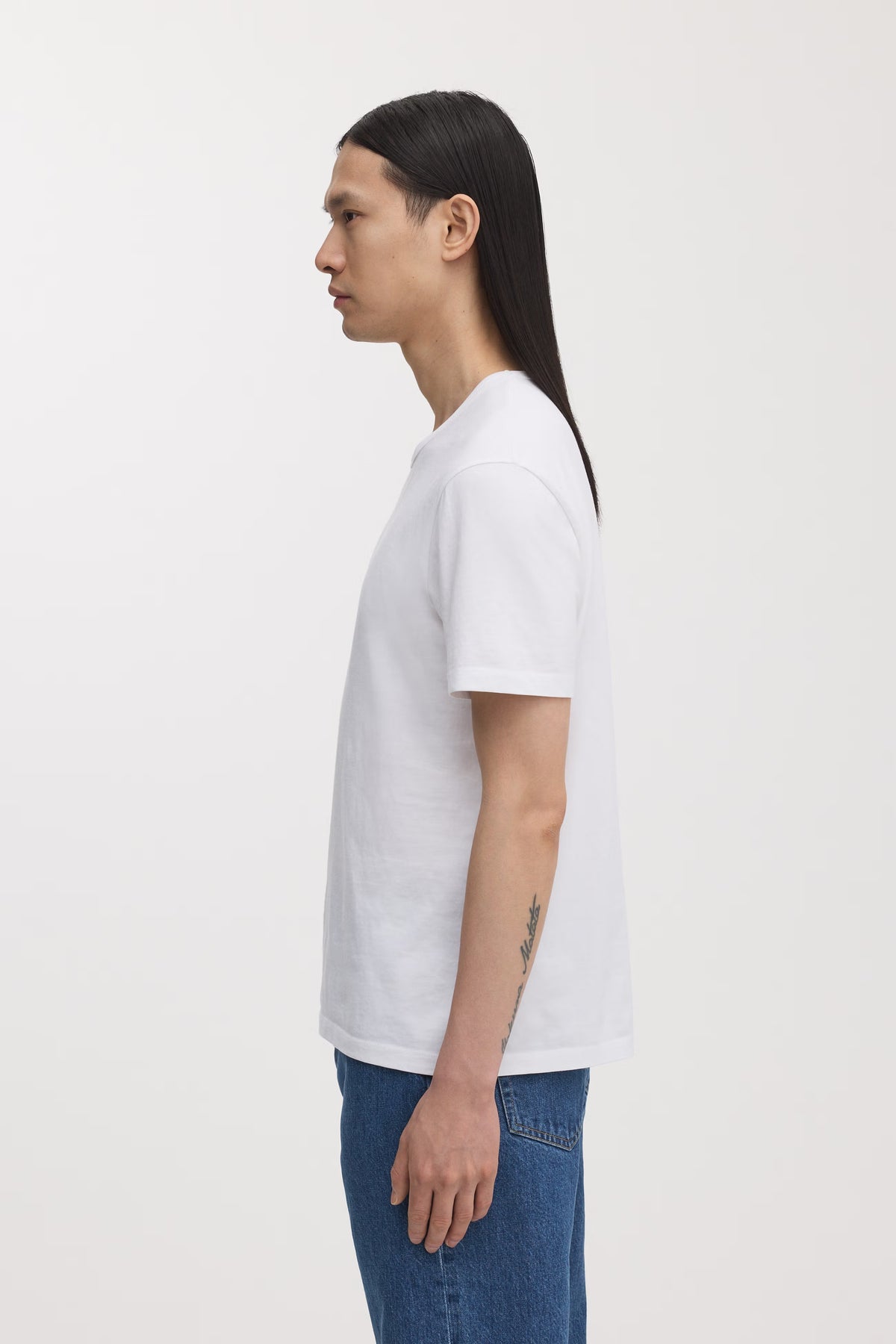 T-Shirt Rundhals Weiß Kurzarm Baumwolle